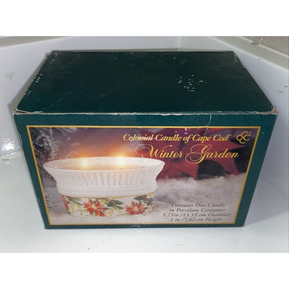 Colonial Candle of Cape Cod Winter Garden Floral Porcelain Gold Trim New In Box - Picture 2 of 13